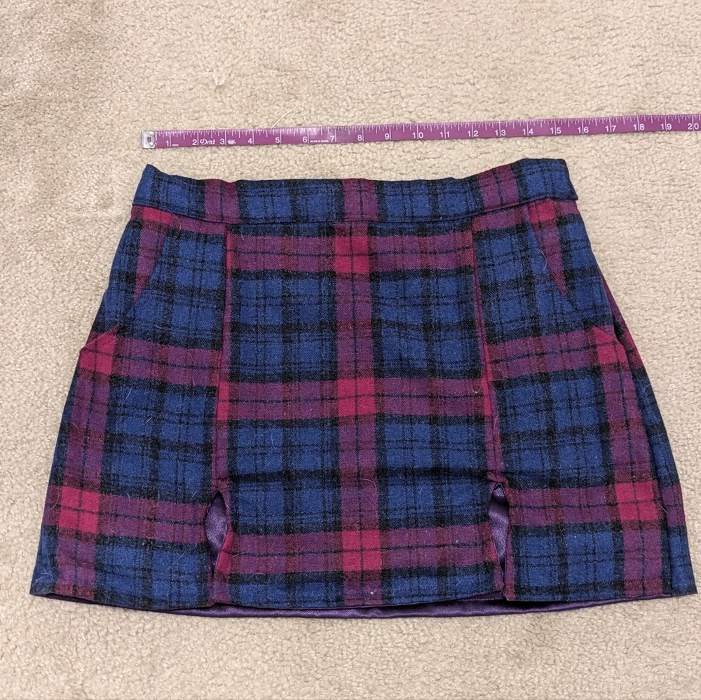 Pink and Blue Plaid Mini Skirt